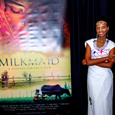 A volunteer usher at the special screening of The Milkmaid at the United Nations in New York